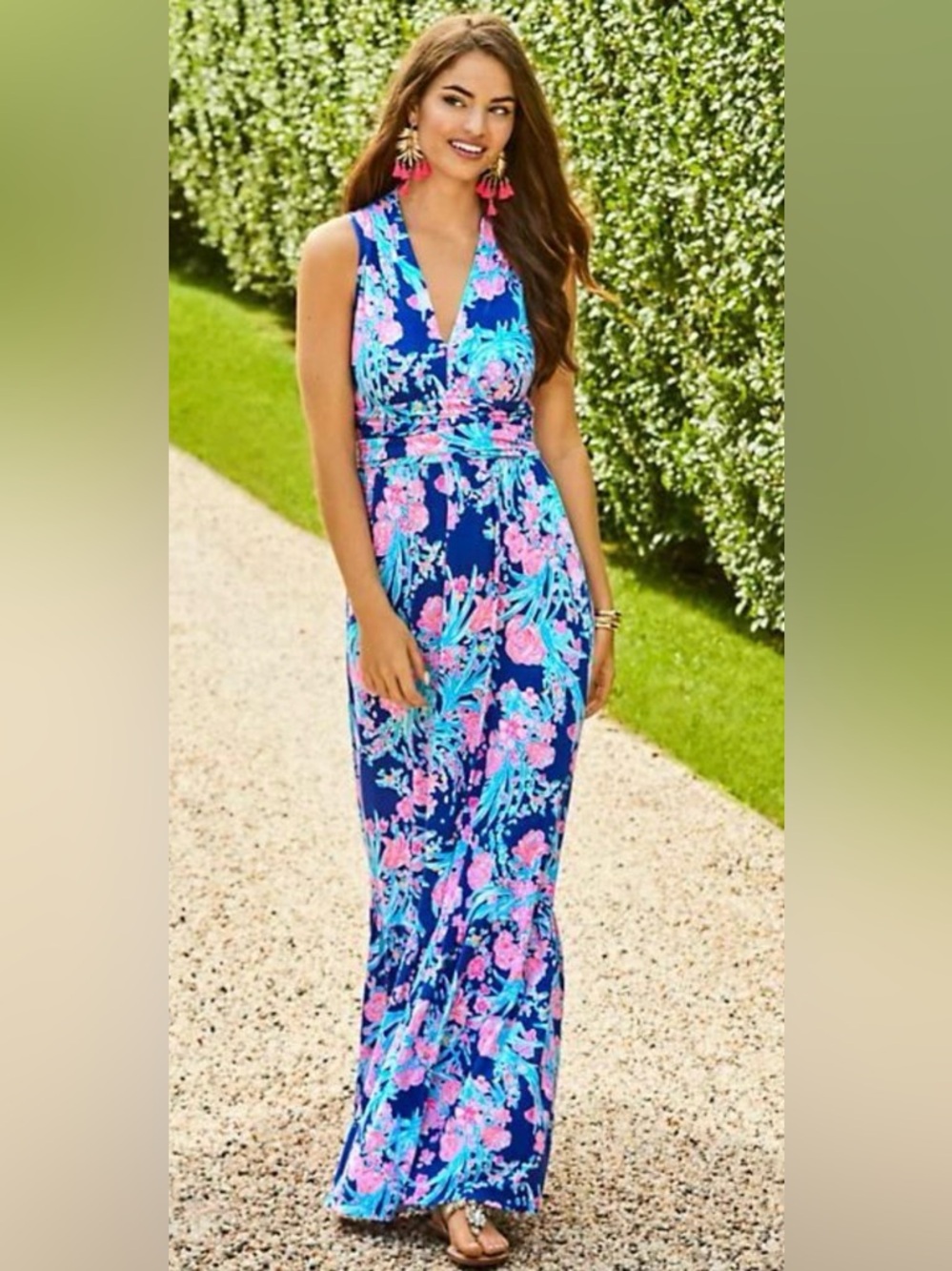 Lilly Pulitzer Pearce Maxi Dress - CORSICA BLUE TOUCAN PARTY, XS